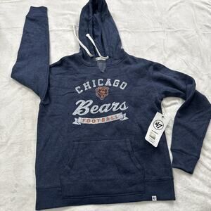 '47 Chicago Bears Hoodie Sweathirt Womens Small Hooded Navy Blue Kangaroo Pocket